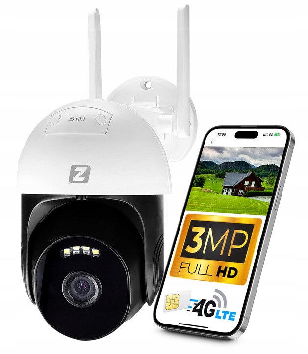 Kamera Obrotowa IP GSM 4G LTE SIM 3MPx 3MP AUDIO, WYKRYWANIE POSTACI