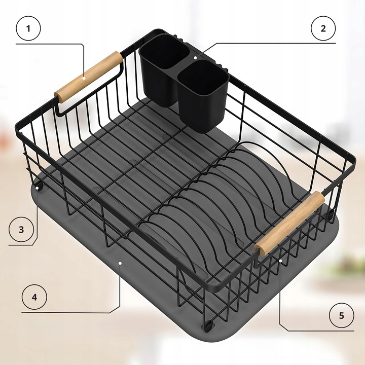 SUSZARKA DO NACZYŃ OCIEKACZ NA SZTUĆCE KUBEK TALERZE CZARNY KARL HAUSMANN