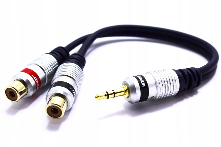 ADAPTER PRZEJŚCIÓWKA AUX WTYK JACK 3,5 STEREO 2X GNIAZDO RCA CINCH