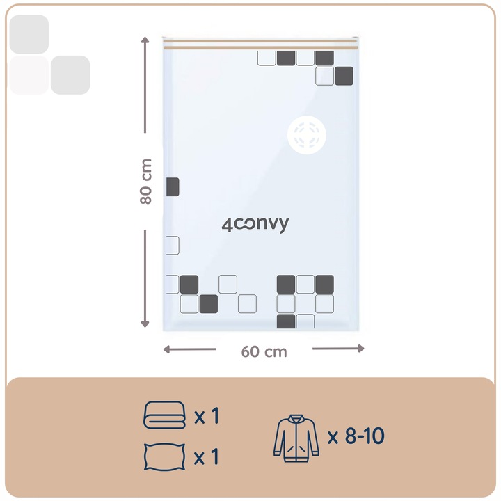 4CONVY 9szt. SOLIDNE worki próżniowe 60x80 na ubrania koc bezpieczny