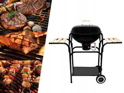 Grill WĘGLOWY na brykiet Ogrodowy zamykany POKRYWA POPIELNIK Gruba