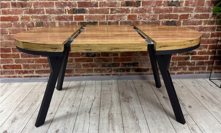 Stół okrągły 100 rozkładany do 200 cm LOFT metalowe nogi gruby blat