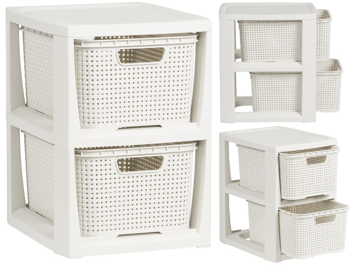 REGAŁ KOMODA STOJAK Z 2 KOSZAMI RATTAN BRANQ 1727A