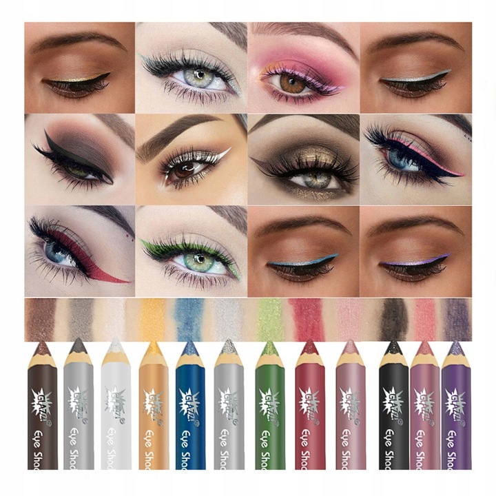 Cienie Do Powiek w Kredce kredka konturówka eyeliner Brokatowe 12 szt kolor