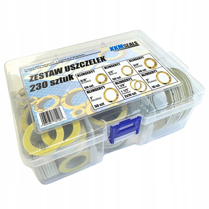 Zestaw uszczelek hydraulicznych płaskich z klingerytu, 230 szt, 7