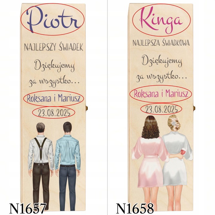 SKRZYNKI WINO PODZIĘKOWANIA DLA ŚWIADKA ŚWIADKOWEJ
