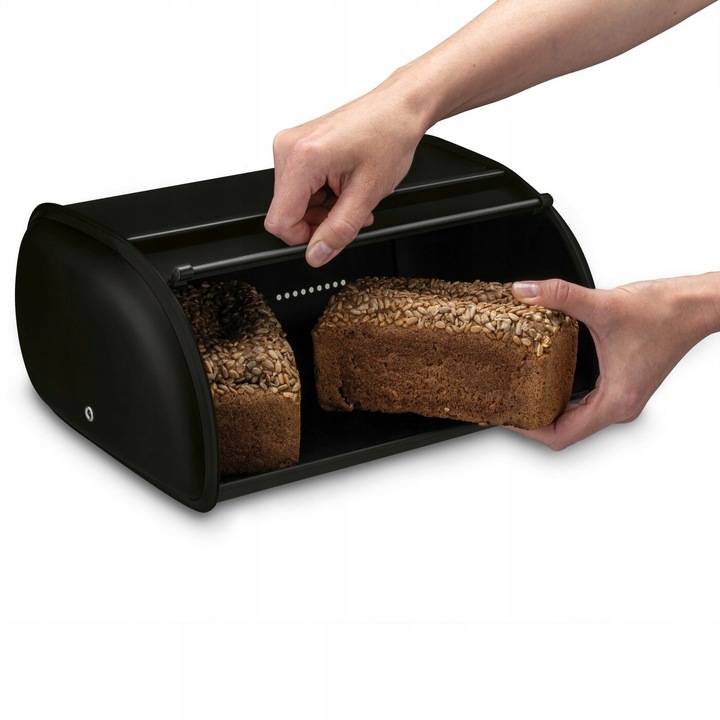 Zestaw CHLEBAK Stalowy i 2 POJEMNIKI na przyprawy Tadar Satino Black