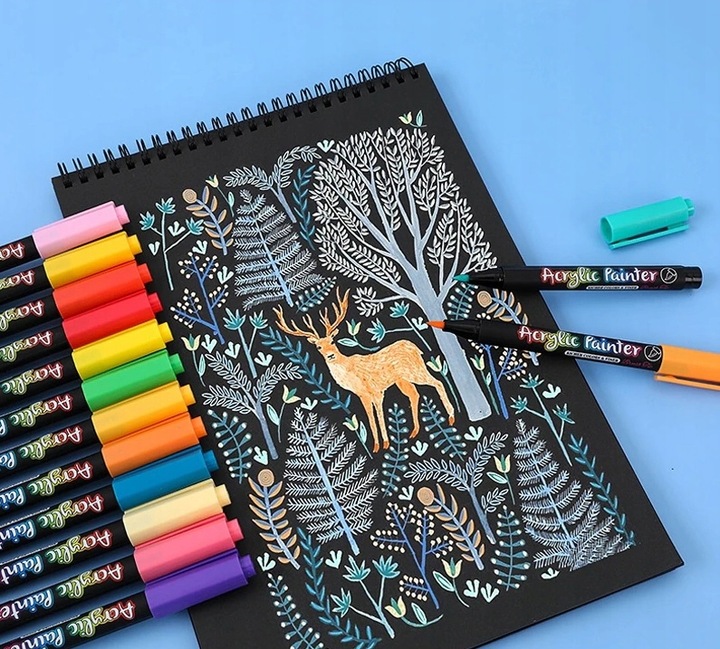 Pisaki Flamastry Mazaki AKRYLOWE 12szt (C025)