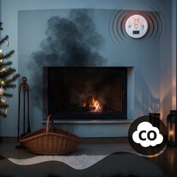 CZUJNIK CZADU GAZU CO LCD DETEKTOR TLENKU WĘGLA BEZPRZEWODOWY CERTYFIKOWANY