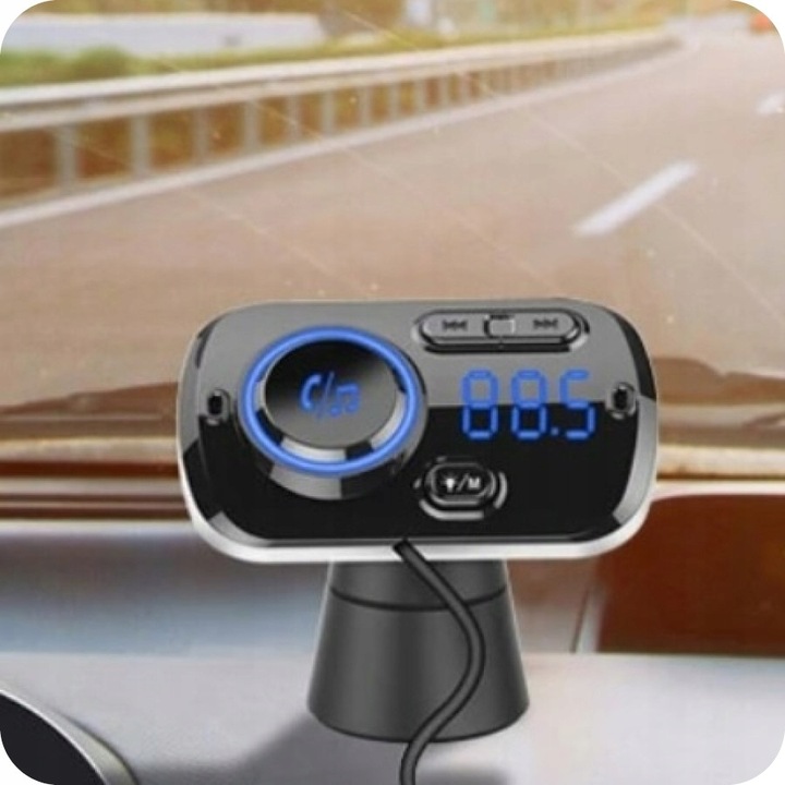 TRANSMITER BLUETOOTH FM SAMOCHODOWY 2X SZYBKA ŁADOWARKA AUX USB-C
