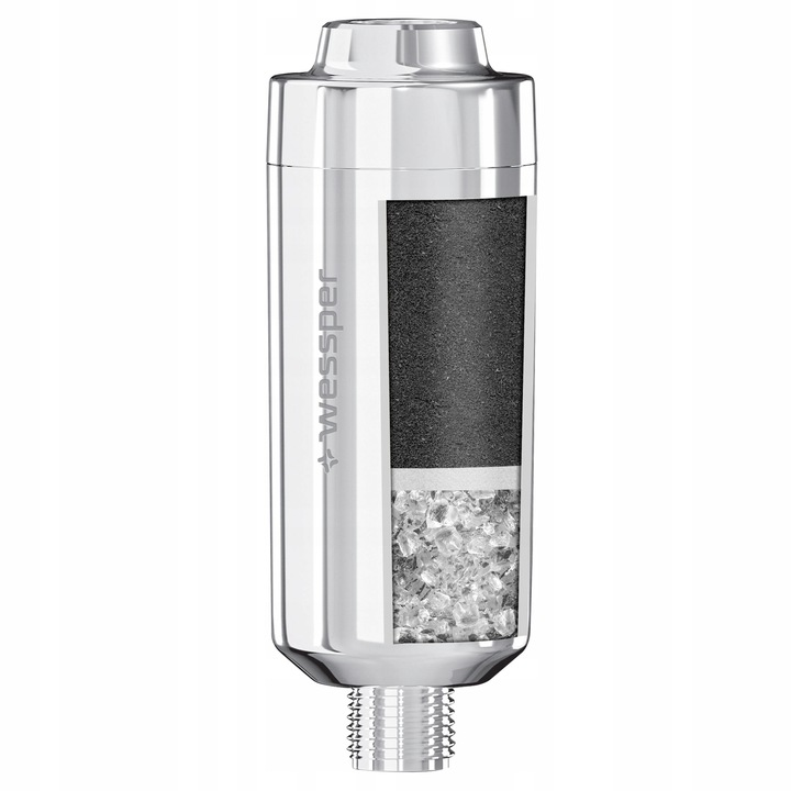 Filtr prysznicowy wkład do twardej wody srebrny chrom bez BPA