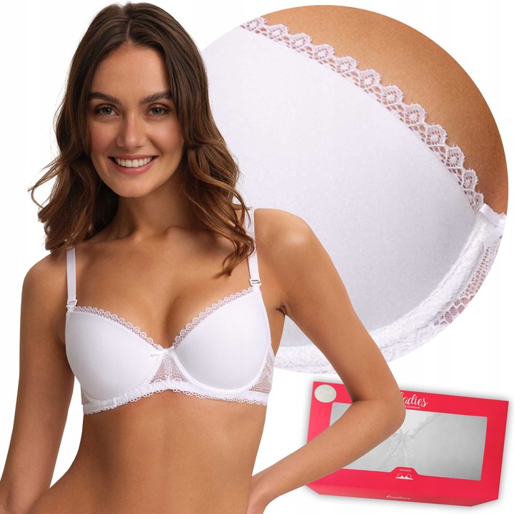 Biustonosz SUPER PUSH-UP wyjmowane wkładki HENDERSON KASSIDY biały