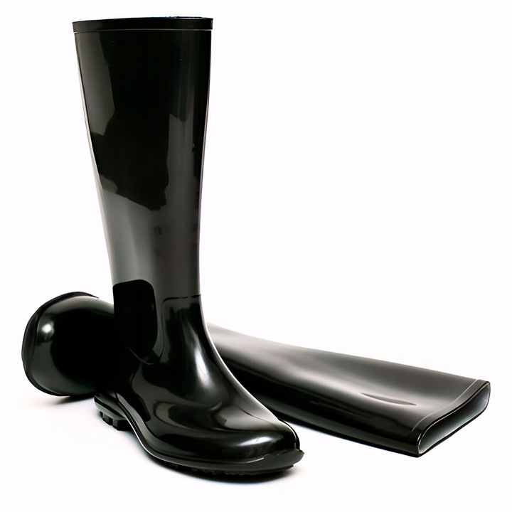 Kalosze Damskie Gumowce Lekkie CZARNE Wygodne Wysokie Gumiaki Eleganckie