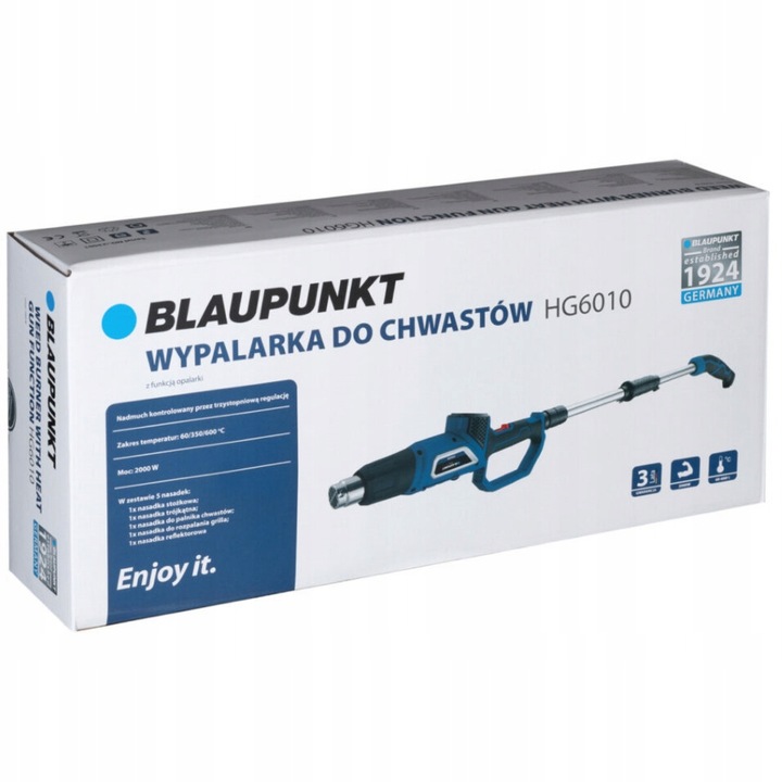 WYPALARKA Z AKCESORIAMI DO CHWASTÓW 2w1 BLAUPUNKT HG6010 5 NASADEK 600