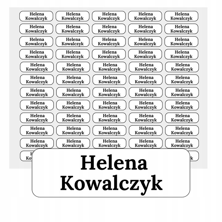 Naprasowanki Metki imienne dla SENIORÓW Imienniki na ubrania Zestaw 60