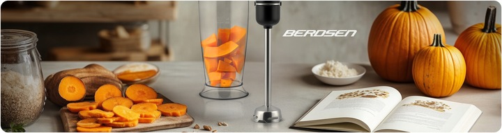 Blender ręczny 1500W czarny Berdsen tytanowe ostrza wielofunkcyjny 5w1
