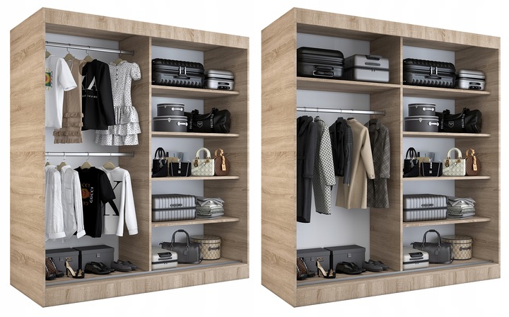 Szafa przesuwna 180cm 2 wnętrza ANTRACYT + ARTISAN