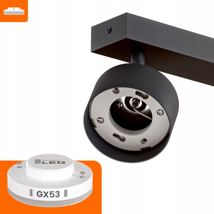 Lampa Sufitowa Szyna 4x GX53 Spot Reflektor Oprawa Ruchoma Czarna 60cm