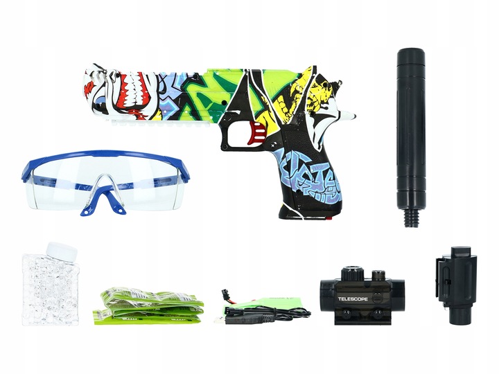 PISTOLET NA KULKI ŻELOWE KARABIN AUTOMATYCZNY AUTOMAT AKUMULATOR ŁADOWARKA