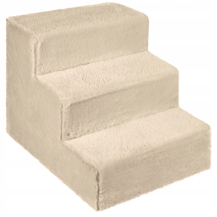 Schodki dla psa 3-stopnie tapicerowane kremowe podest dla psa do kanapy