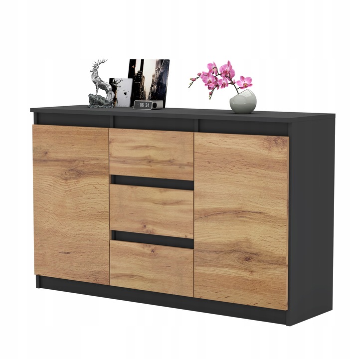 Komoda ANTRACYT WOTAN z szufladami Duza Szafka AGA 120cm do Sypialni