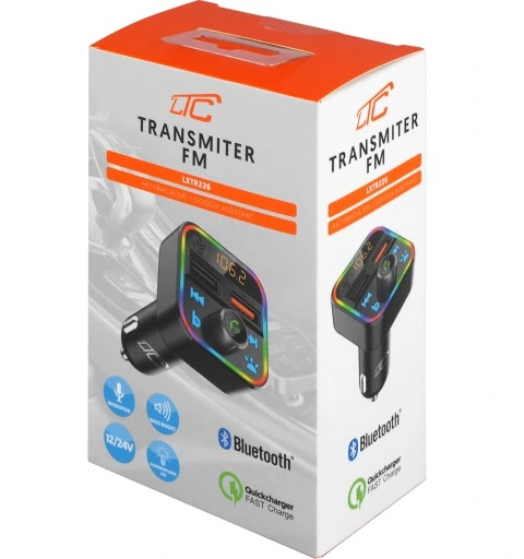 TRANSMITER ODTWARZACZ FM BLUETOOTH Z MIKROFONEM SZYBKA ŁADOWARKA QC USB