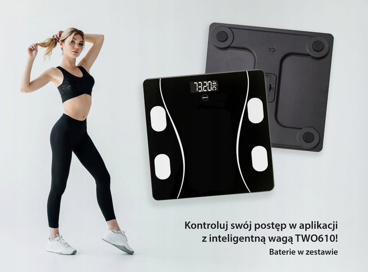 WAGA ŁAZIENKOWA ANALITYCZNA BMI ELEKTRONICZNA BLUETOOTH SZKLANA DO 180kg