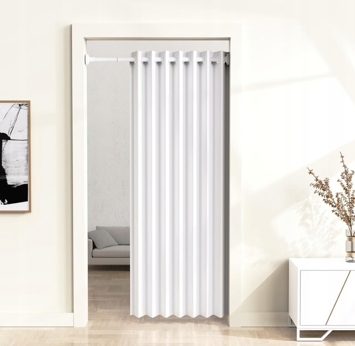 DRĄŻEK ROZPOROWY DO SZAFY PRALNI ZASŁON GARDEROBY REGULOWANY 50-80cm BIAŁY