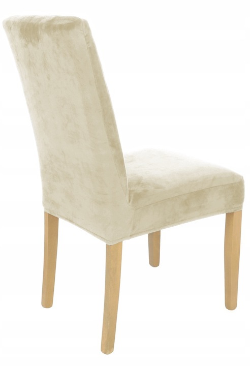 6 SZT POKROWIEC NA KRZESŁO Beż Kaszmirowy WELUR Elastyczny Gruby Pokrowce