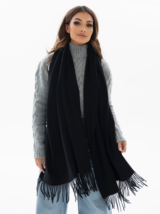 Peterson szal elegancki damski z frędzlami modny duży gładki na