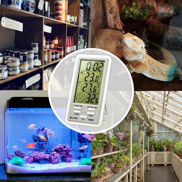 STACJA POGODOWA POGODY LCD TERMOMETR HIGROMETR ZEGAR MAGNES BATERIA