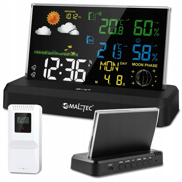 STACJA POGODOWA BEZPRZEWODOWA TERMOMETR BAROMETR CZUJNIK ZEWNĘTRZNY POGODY