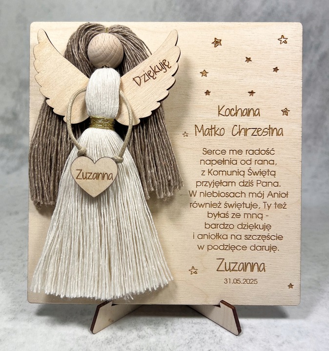 PODZIĘKOWANIE dla MATKI CHRZESTNEJ komunia ANIOŁEK MAKRAMA