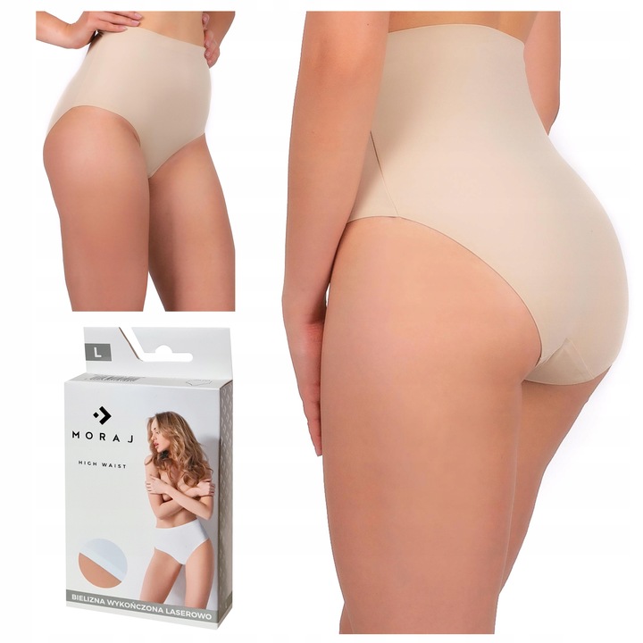 Figi Majtki Damskie Laserowo Cięte Wyszczuplające Gładkie Cieliste MORAJ L