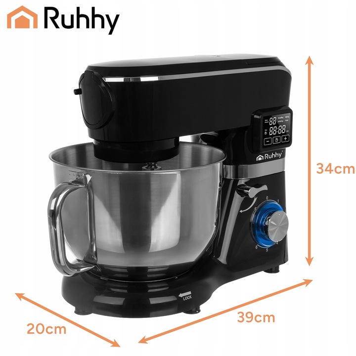 Robot Kuchenny Planetarny z Podgrzewaną Misą 6,2L Wielofunkcyjny +