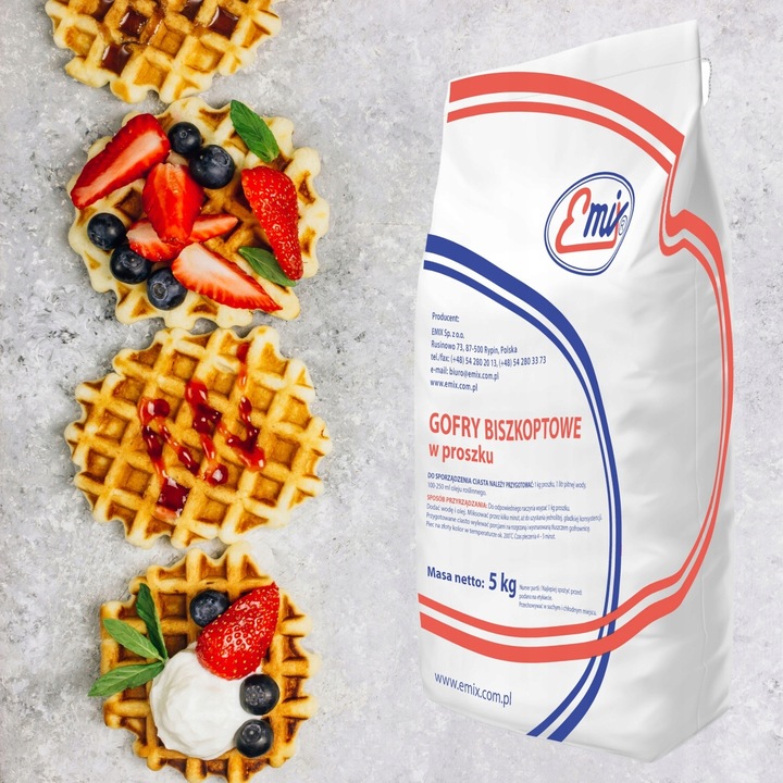 CIASTO NA GOFRY biszkoptowe 5kg EMIX gotowa mieszanka na chrupiące gofry