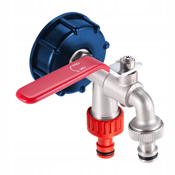 PODWÓJNY ZAWÓR KRAN S60 IBC DO ZBIORNIKA MAUZER KOREK ZŁĄCZE NA WĄŻ 2x