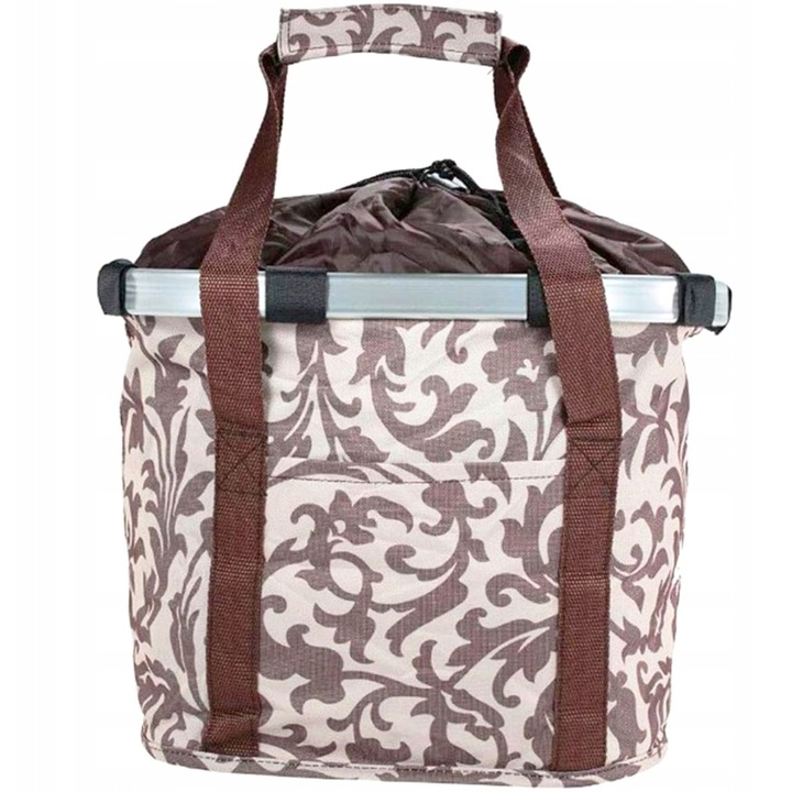 KOSZ ROWEROWY PRZEDNI KOSZYK NA KIEROWNICĘ UCHWYT TORBA SAKWA BRĄZOWY