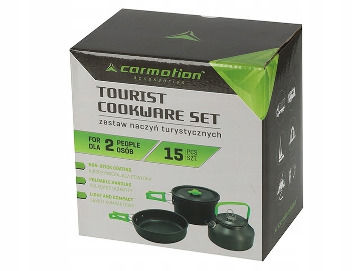 Zestaw naczyń turystycznych, 15 elementów