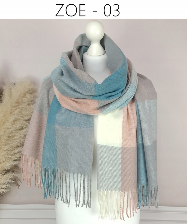 Stylowy CIEPŁY SZAL damski długi DUŻY szalik W MODNĄ KRATĘ JESIENNY,