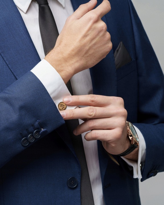 SPINKI DO MANKIETÓW Z GRAWEREM PAN MŁODY + PUDEŁKO - DREWNIANE