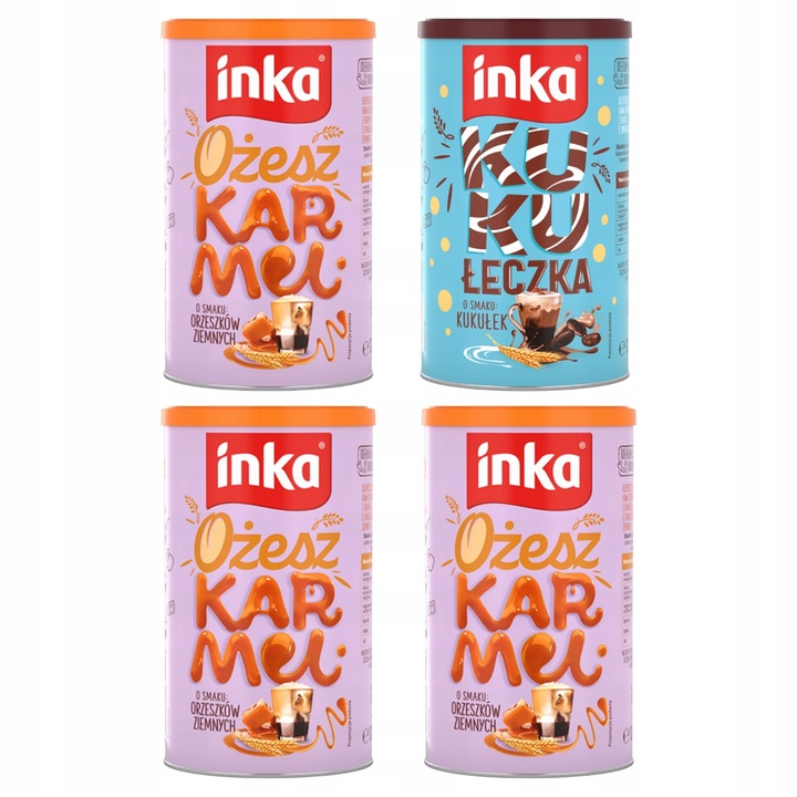 INKA ZESTAW kawa zbożowa 3xOżesz karmel 1xKukułeczka 480g (4x120g)