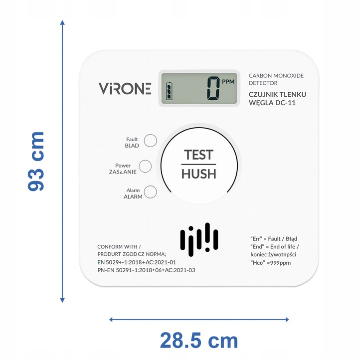 Czujnik Czadu Tlenku Węgla na Baterie Bezprzewodowy Uniwersalny