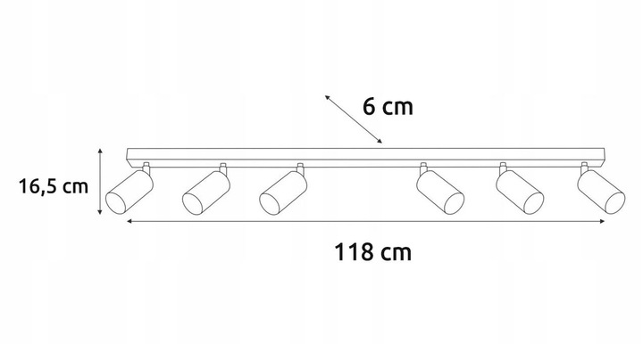Lampa sufitowa szyna spot kinkiet oprawa natynkowa + 6x GU10 LED 6W