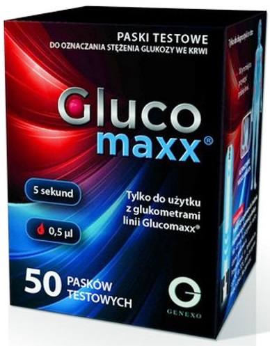 GLUCOMAXX 50 sztuk PASKI POMIAR GLUKOZY