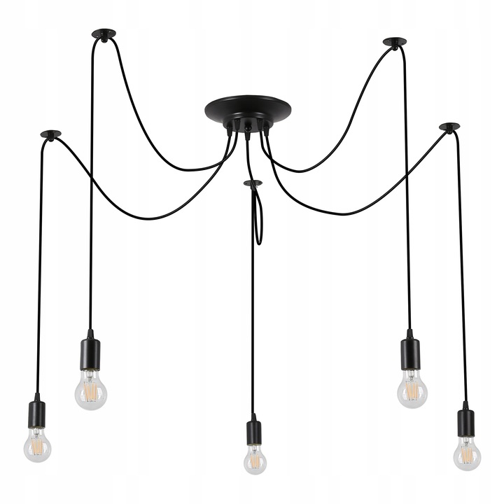 Lampa sufitowa wisząca żyrandol LED 5xE27 oprawa LOFT PAJĄK