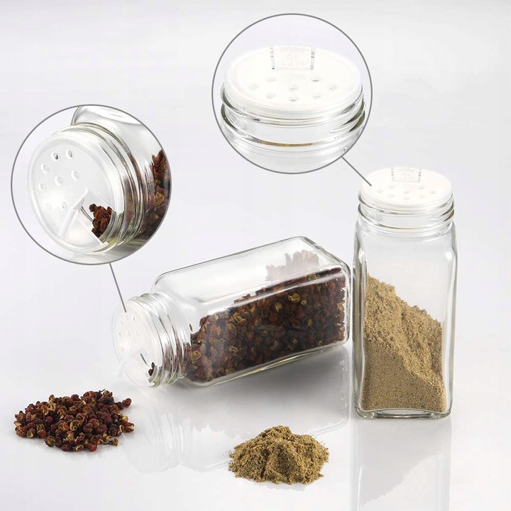 POJEMNIKI NA PRZYPRAWY PRZYPRAWNIK BAMBUS STOJAK DREWNIANY ZESTAW