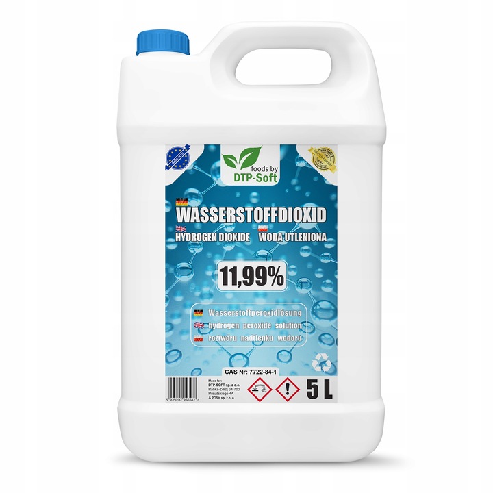 5L WODA UTLENIONA 12% NADTLENEK WODORU 12% WYBIELACZ 5 litrów