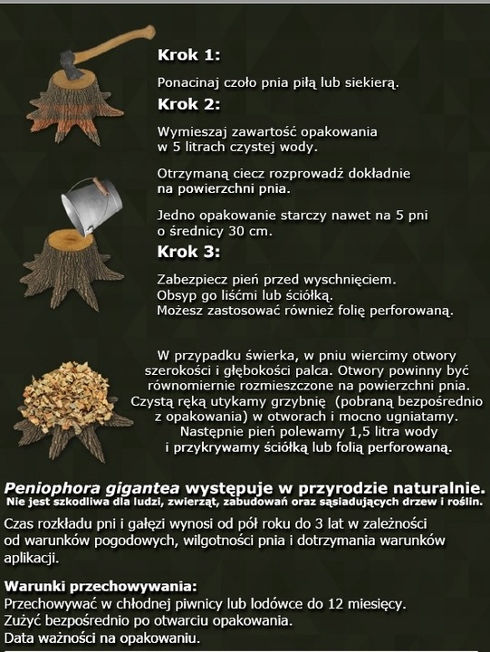 Poszwald eko wieloskładnikowa grzybnia do rozkładu pni drzew po