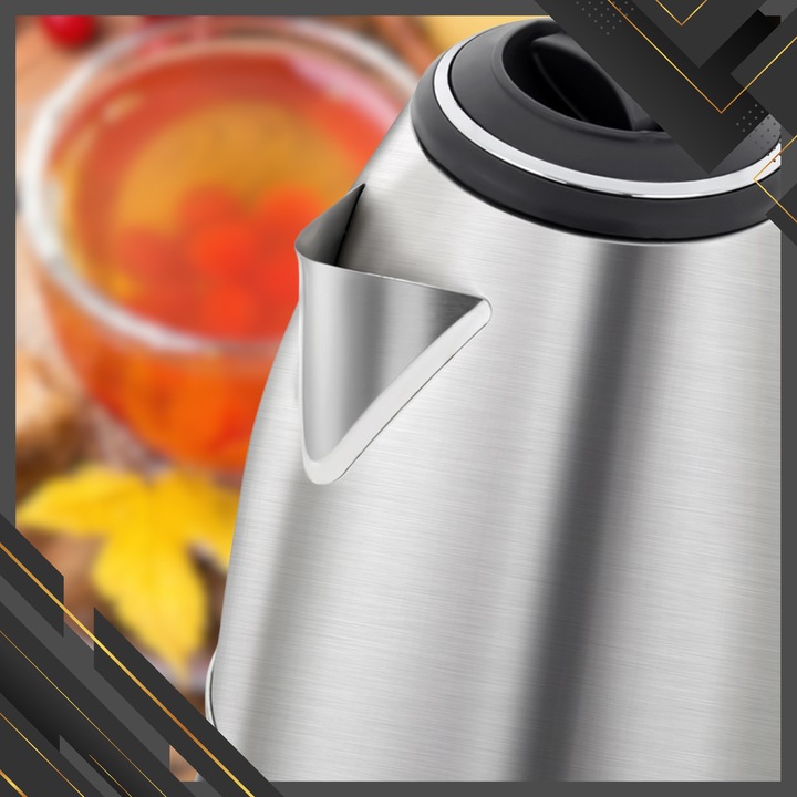 CZAJNIK ELEKTRYCZNY BEZPRZEWODOWY STALOWY DUŻY MOCNY SREBRNY 2200 W